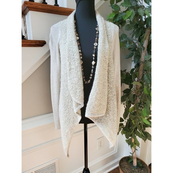 New Direction White Women's Cotton & Acylic Long Sleeve Open Front Sweaters - Picture 11 of 11